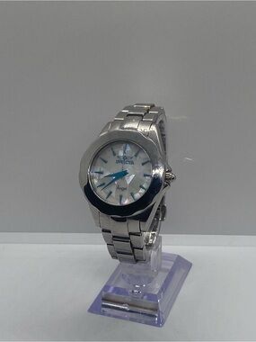 Invicta Angel Silver-Tone Stainless Steel Watch with Blue Accents